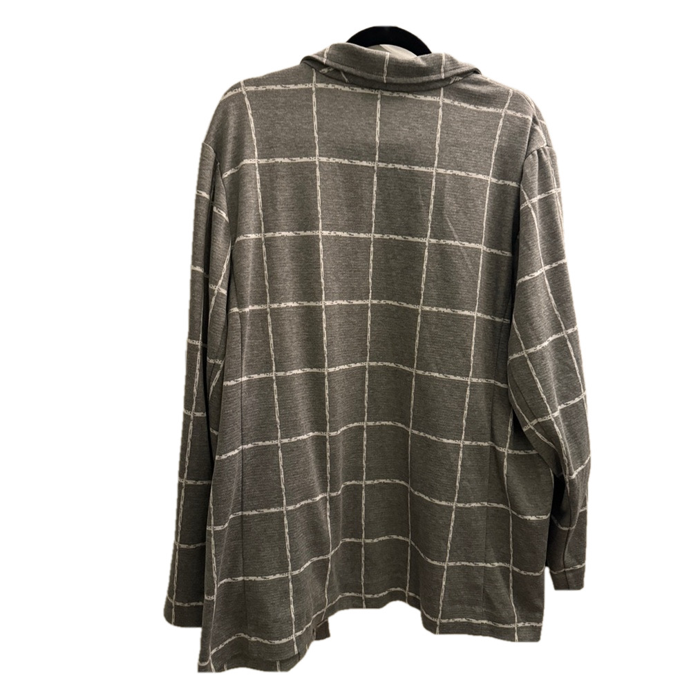 LANE BRYANT Knit Gray White Windowpane Open Front Pocket Blazer Jacket 22/24 3X - Picture 2 of 4